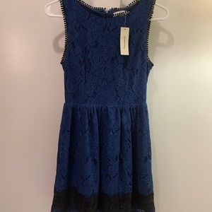 Francesca’s misses size XS cobalt blue and black lace dress